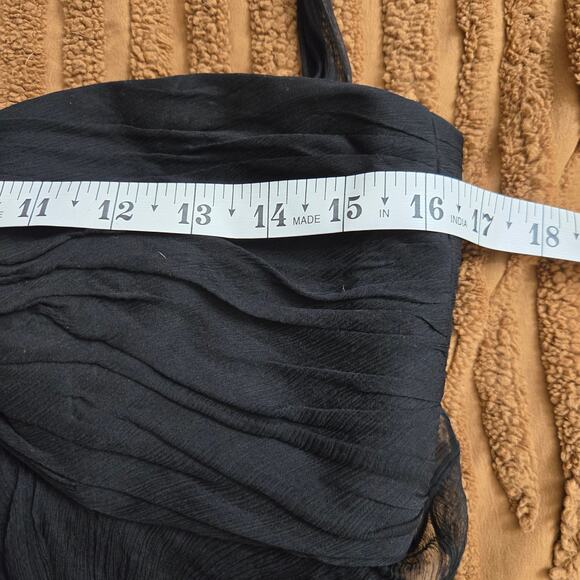 Amsale Womens Whimsigoth Romantic LBD Sheer Silk Babydoll Halter Midi Dress 10 - Picture 11 of 12